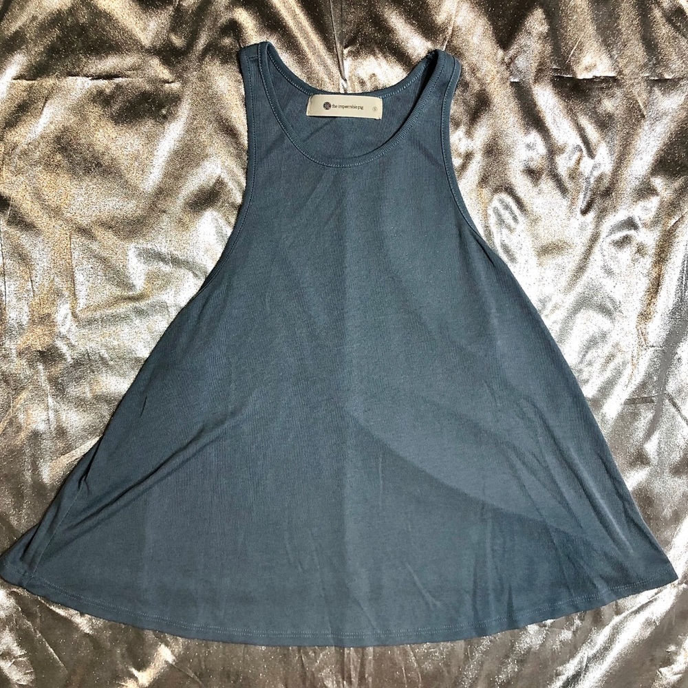 Impeccable Pig | EUC Blue Knit Racerback Tank Flare Sleeveless Flowy Stretchy